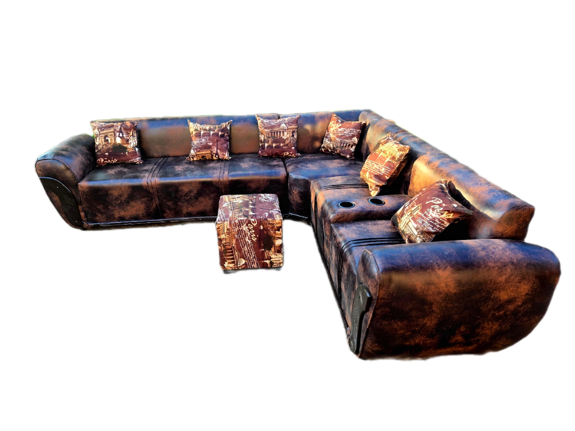 Large L Shape buffalo Material Sofa