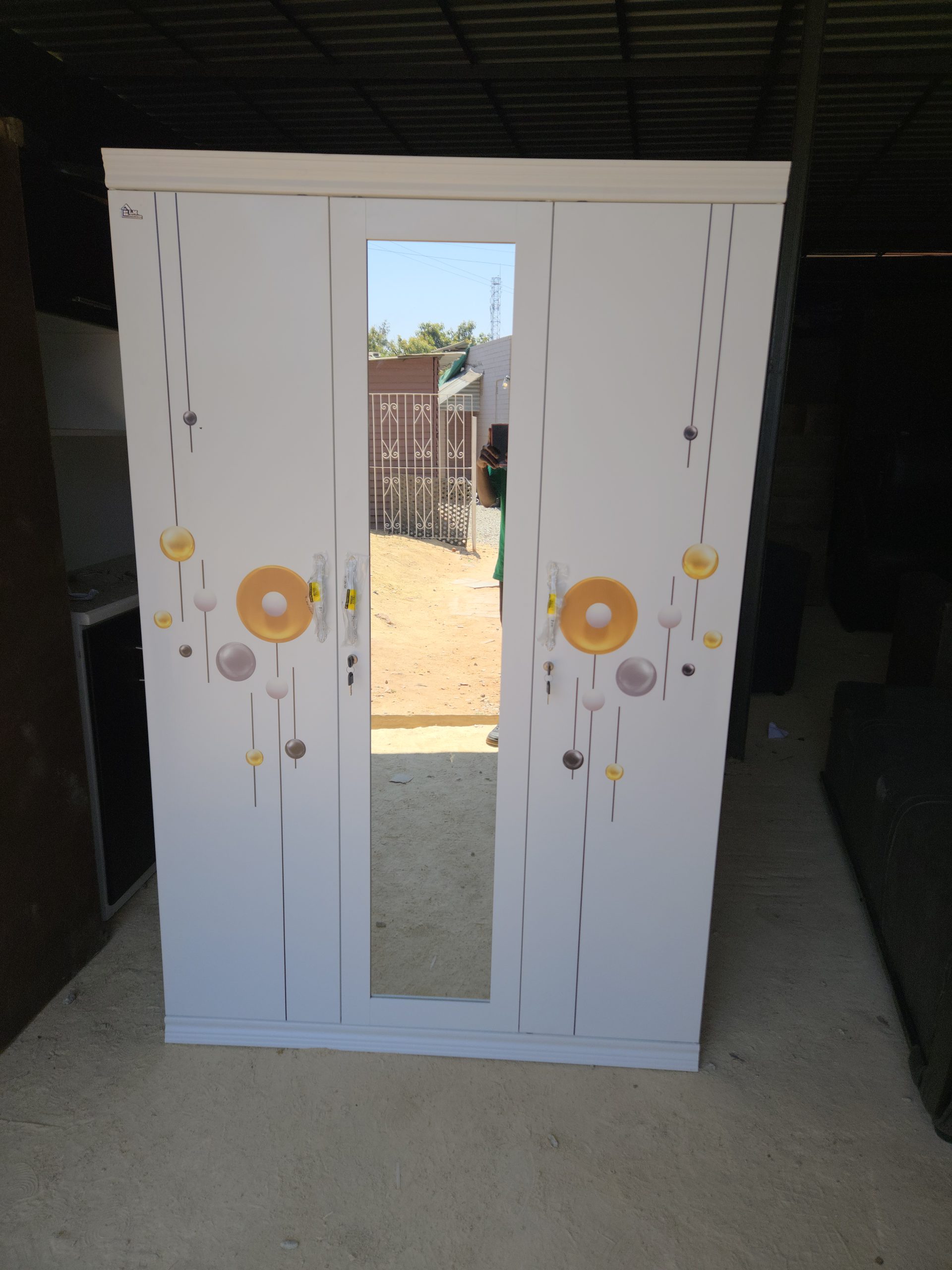 3 Door Metal Wardrobe - Image 2